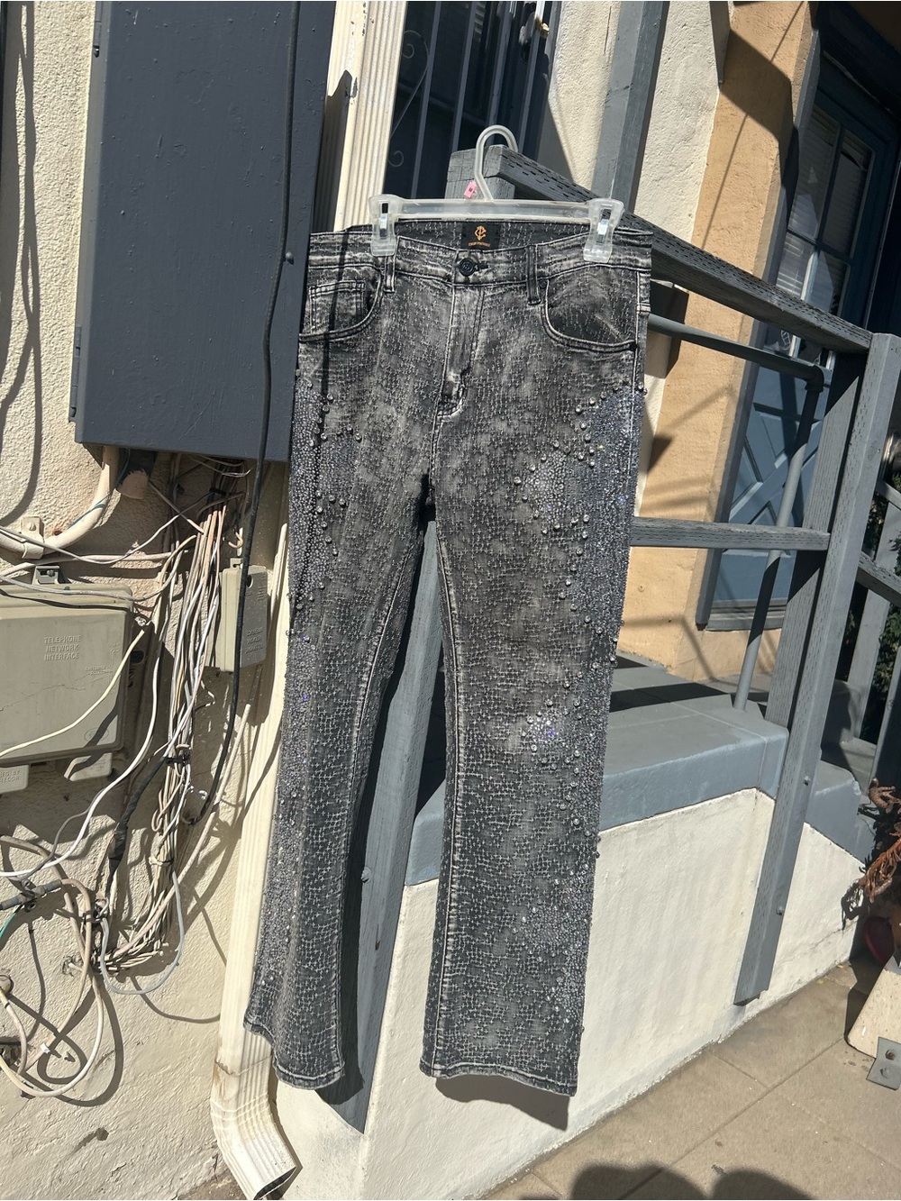 Rhinestone Diamond Cross Crucifix Jeans